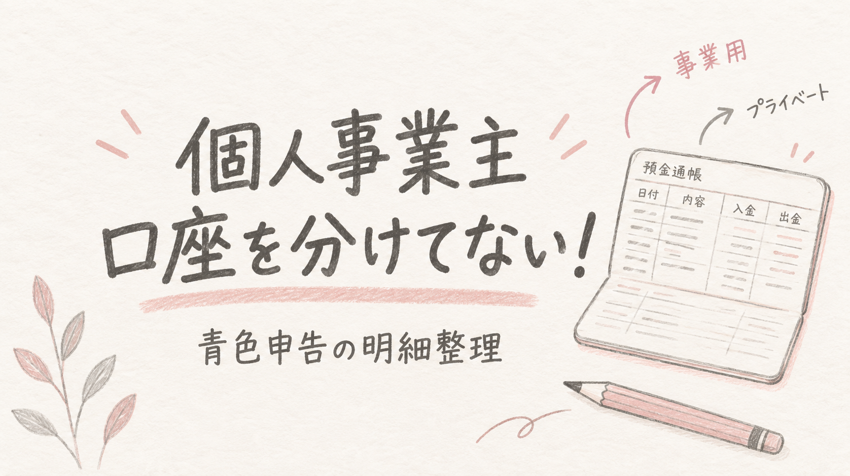 個人事業主が口座を分けていない場合の青色申告と明細整理
