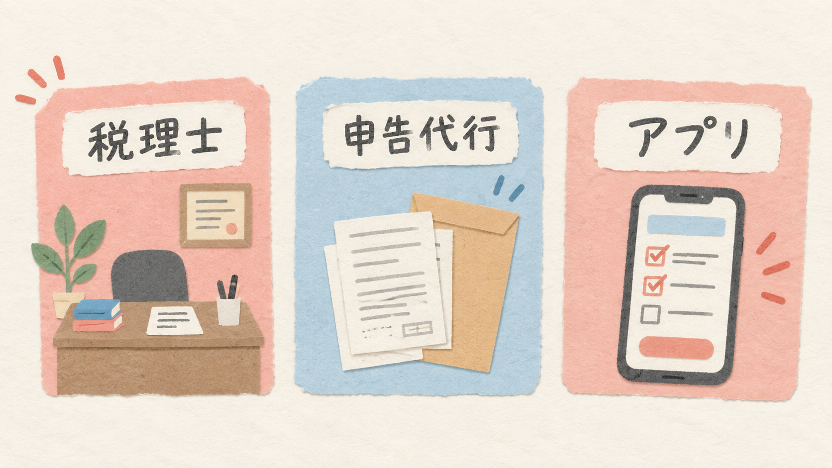 税理士・申告代行・確定申告アプリの3つの選択肢